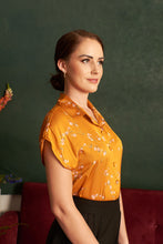 Load image into Gallery viewer, Minki Mustard & Cherry Floral Blouse
