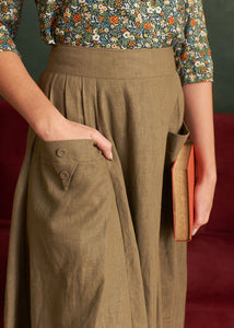 Gigi Olive Linen Skirt