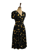 Load image into Gallery viewer, Viola Black & Mustard Linen Floral Dress