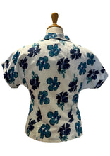 Load image into Gallery viewer, Aster Navy & Cream Floral Linen Blouse