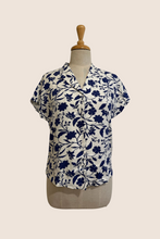 Load image into Gallery viewer, Fabulous Cream & Navy Floral Blouse