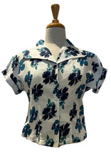 Load image into Gallery viewer, Aster Navy & Cream Floral Linen Blouse