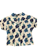 Load image into Gallery viewer, Aster Navy & Cream Floral Linen Blouse