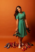 Load image into Gallery viewer, Annmarie Green & Cream Dots Dress