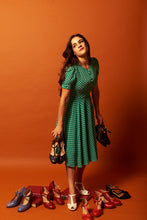 Load image into Gallery viewer, Annmarie Green & Cream Dots Dress