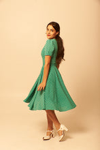 Load image into Gallery viewer, Annmarie Green & Cream Dots Dress