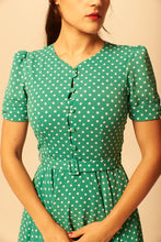 Load image into Gallery viewer, Annmarie Green & Cream Dots Dress