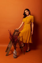 Load image into Gallery viewer, Annmarie Mustard Dots Dress