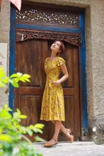 Load image into Gallery viewer, Astrid Mustard Petite Rose Dress