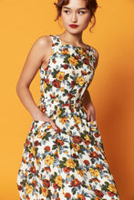 Load image into Gallery viewer, Bee Mustard & Burgundy Rose Dress