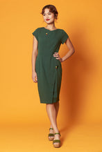 Load image into Gallery viewer, Belluci Bottle Green Linen Dress