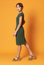 Load image into Gallery viewer, Belluci Bottle Green Linen Dress