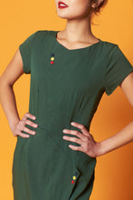 Load image into Gallery viewer, Belluci Bottle Green Linen Dress