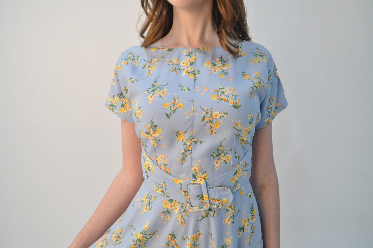 Farmhouse Blue and Yellow Floral Dress – Elise Design