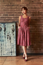 Load image into Gallery viewer, Iva Burgundy & Cream Floral Linen Dress