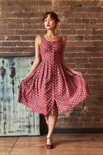 Load image into Gallery viewer, Iva Burgundy & Cream Floral Linen Dress