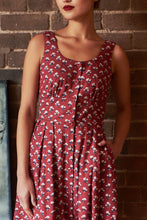 Load image into Gallery viewer, Iva Burgundy & Cream Floral Linen Dress