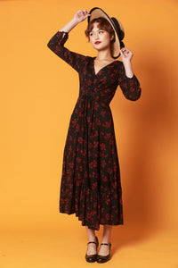 Fiorella Black & Red Long Sleeve Dress