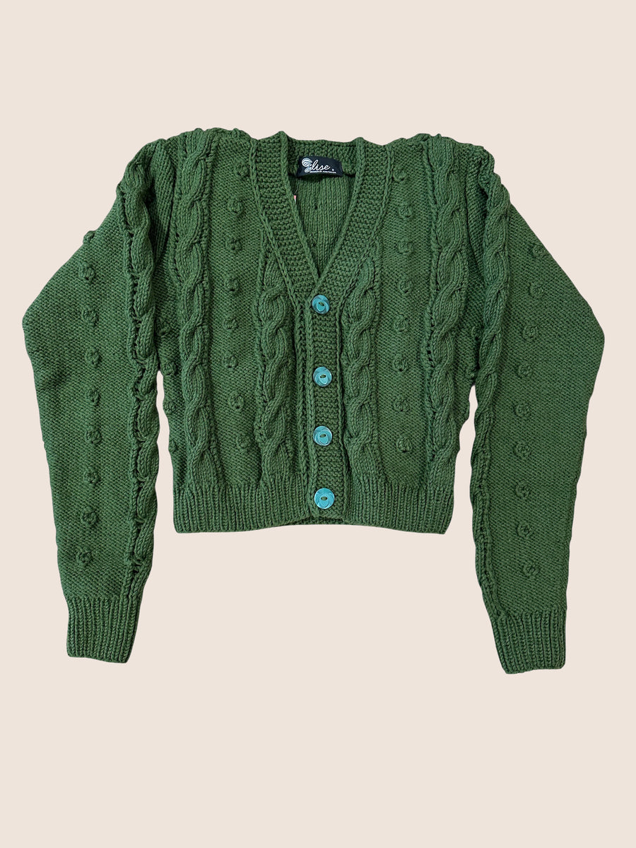 Forest Green V-Neck Cardigan – Elise Design