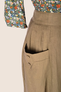 Gigi Olive Linen Skirt
