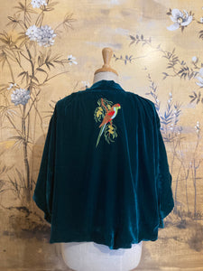 Velvet Embroidered Kimono - Teal