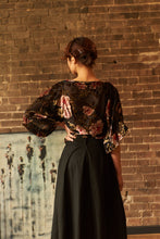 Load image into Gallery viewer, Kimono Velvet Blouse - Peonies