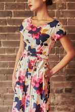 Load image into Gallery viewer, Laura Fuchsia & Navy Floral Linen Dress