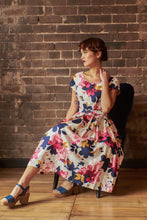 Load image into Gallery viewer, Laura Fuchsia & Navy Floral Linen Dress