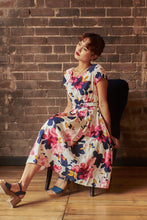 Load image into Gallery viewer, Laura Fuchsia & Navy Floral Linen Dress