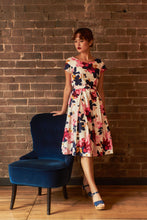 Load image into Gallery viewer, Laura Fuchsia & Navy Floral Linen Dress