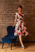 Load image into Gallery viewer, Laura Fuchsia & Navy Floral Linen Dress