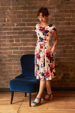 Load image into Gallery viewer, Laura Fuchsia & Navy Floral Linen Dress