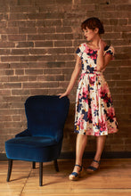 Load image into Gallery viewer, Laura Fuchsia & Navy Floral Linen Dress
