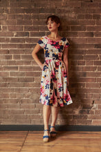 Load image into Gallery viewer, Laura Fuchsia & Navy Floral Linen Dress
