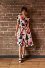 Load image into Gallery viewer, Laura Fuchsia & Navy Floral Linen Dress