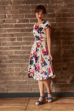 Load image into Gallery viewer, Laura Fuchsia & Navy Floral Linen Dress