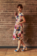 Load image into Gallery viewer, Laura Fuchsia & Navy Floral Linen Dress
