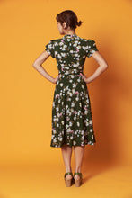 Load image into Gallery viewer, Peach Rose Green & Fuchsia Birds Dress