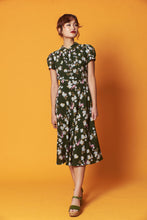 Load image into Gallery viewer, Peach Rose Green & Fuchsia Birds Dress