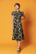 Load image into Gallery viewer, Peach Rose Green & Fuchsia Birds Dress