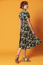 Load image into Gallery viewer, Peach Rose Green & Fuchsia Birds Dress