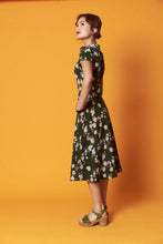 Load image into Gallery viewer, Peach Rose Green & Fuchsia Birds Dress