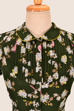 Load image into Gallery viewer, Peach Rose Green & Fuchsia Birds Dress