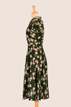 Load image into Gallery viewer, Peach Rose Green & Fuchsia Birds Dress