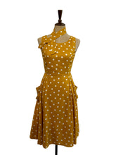 Load image into Gallery viewer, Chita Mustard & Cream Polka Dot Linen Dress
