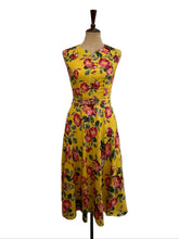 Load image into Gallery viewer, Primrose Mustard & Fuschia Linen Floral Dress