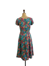 Load image into Gallery viewer, Laura Turquoise & Pink Linen Floral Dress