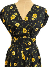 Load image into Gallery viewer, Viola Black & Mustard Linen Floral Dress