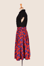 Load image into Gallery viewer, Roxy Red & Cobalt Floral Linen Skirt