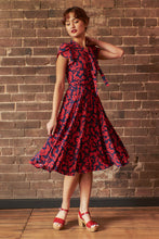 Load image into Gallery viewer, Sabe Navy & Red Dandelion Dress